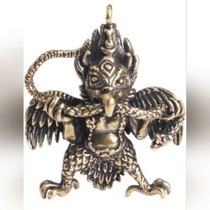 Solid Brass Tibetan Buddhism Dapeng Bird God Minature Ornament Statue